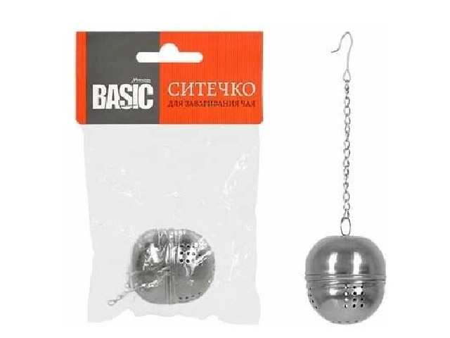 Ситечко для заваривания чая металлическое, на цепочке, 4*14 см BASIC Marmiton /192/24